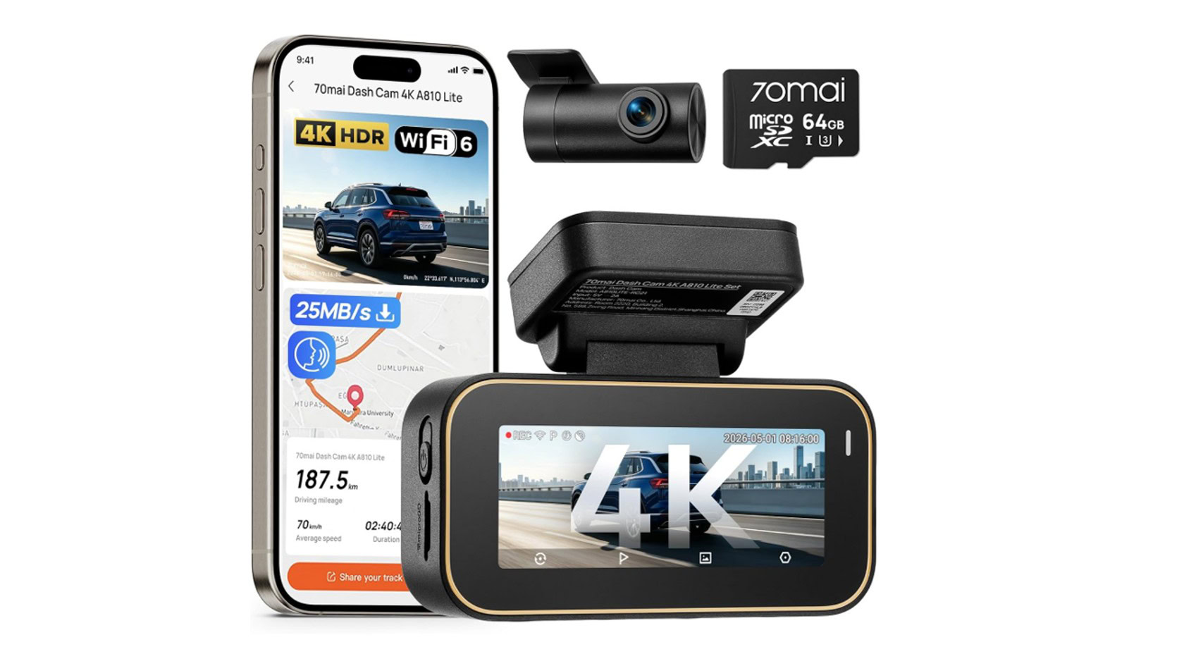 4K çift kameralı araç kamerasında büyük indirim: $89.97 (yaklaşık 4.400 TL)