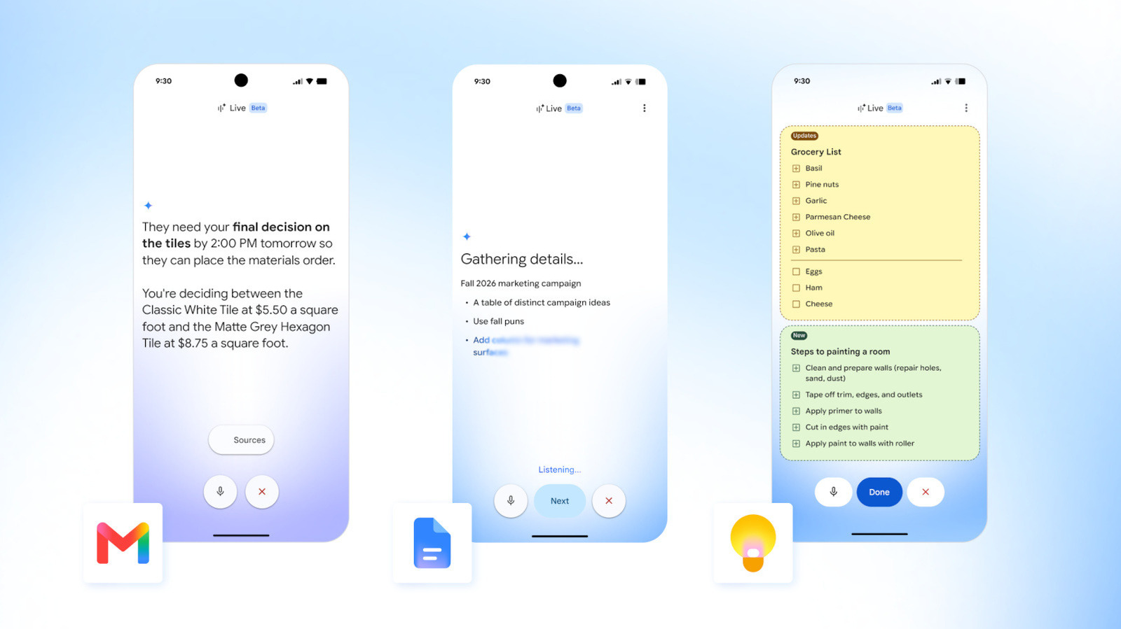 Google'ın Yapay Zeka Sesli Asistanı Gmail, Docs ve Keep'e Geliyor