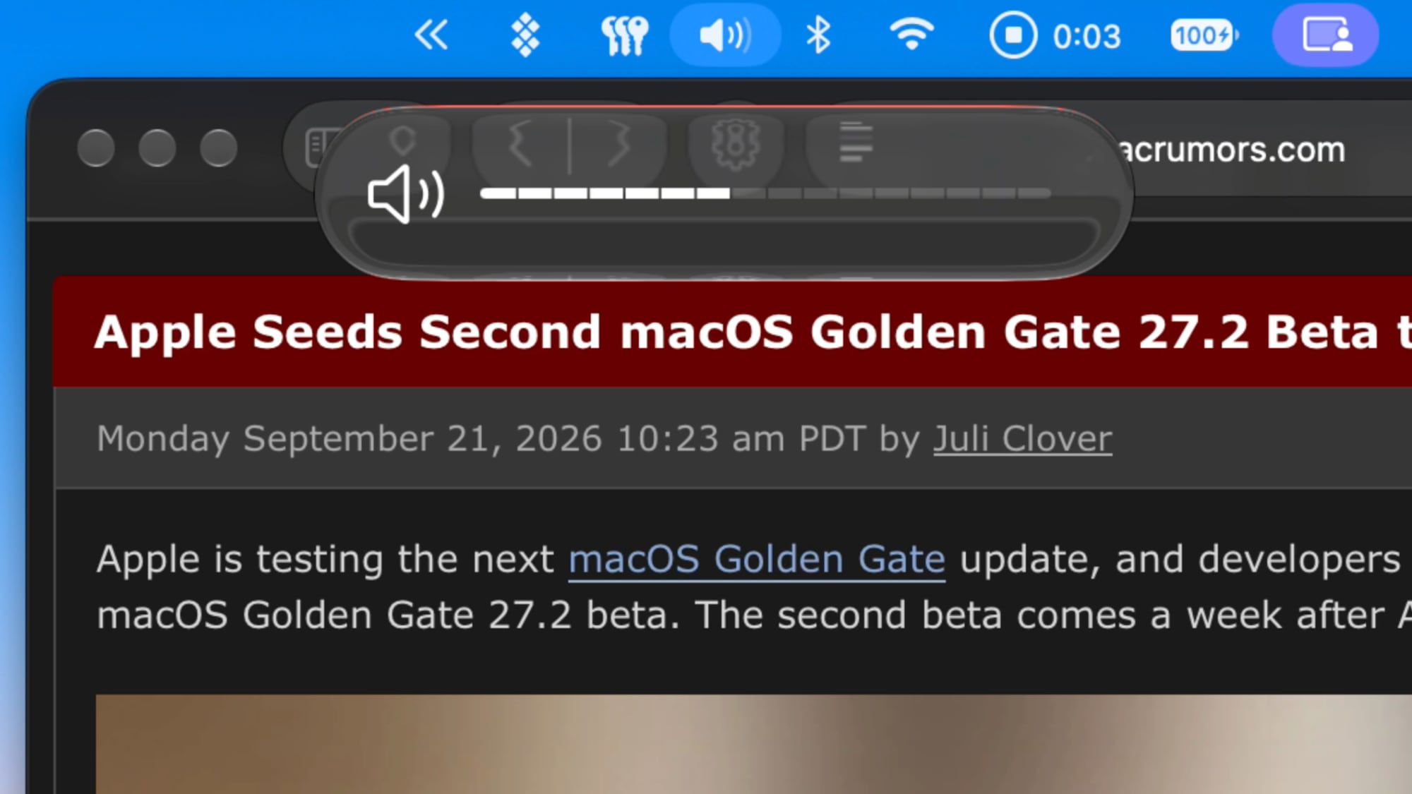 Apple macOS 27.2 beta ile ses ve parlaklık kaydırıcılarını yeniledi